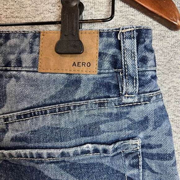 Aeropostale Jean Short Women Size 4 Blue Printed Boyfriend Cutoff Button Fly - Picture 12 of 16